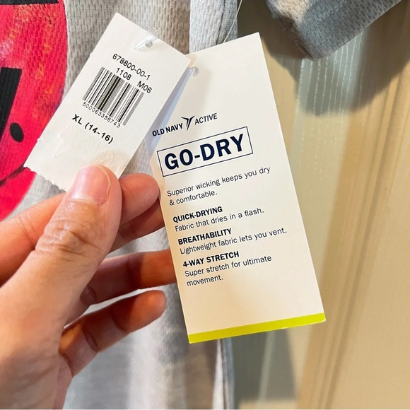 Old Navy Active Kids Go Dry XL 14-16 Youth Gray Basketball Sports Shirt - Picture 9 of 17